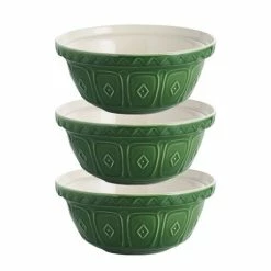 Mason Cash - Earthenware Mixing Bowl Green 24cm Set 3pce