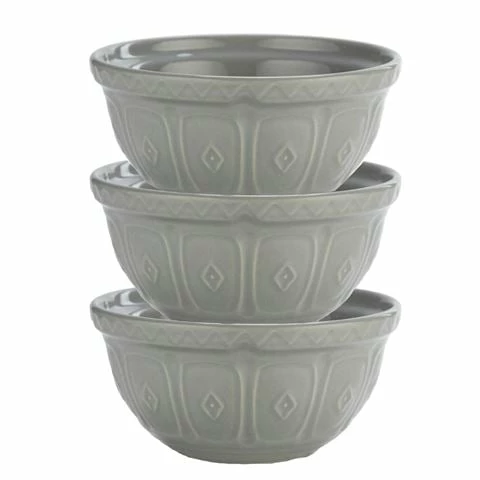 Mason Cash - Earthenware Mixing Bowl Grey 24cm Set 3pce 3 Mason Cash - Earthenware Mixing Bowl Grey 24cm Set 3pce