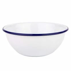 Falcon - Enamel Mixing Bowl White & Blue 14cm