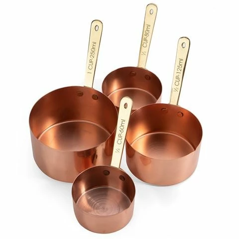 Academy Home Goods - Copper-Plated Measuring Cup Set 4pce 3 Academy Home Goods - Copper-Plated Measuring Cup Set 4pce