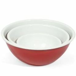 Falcon - Enamel Mixing Bowl Set Deluxe Red/White 3pce
