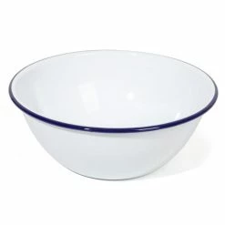 Falcon - Enamel Mixing Bowl White & Blue Rim 24cm