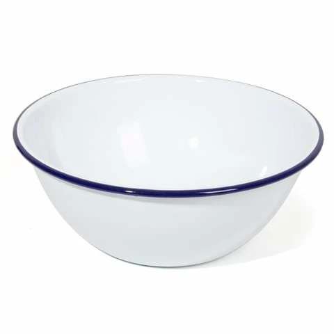 Falcon - Enamel Mixing Bowl White & Blue Rim 24cm 3 Falcon - Enamel Mixing Bowl White & Blue Rim 24cm